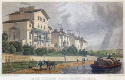 Caballo Tirando de una Barca en el Canal del Regente en Park Village East, Londres, 1829 de W Radcliff