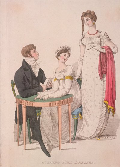 Dos mujeres y un hombre con traje de noche completo de W Read