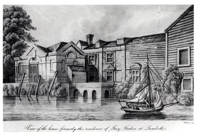Vista de la casa que fue residencia de Guy Fawkes en Lambeth, c.1850 de W. Read