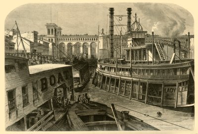 El embarcadero en St. Louis, 1874 de W. Roberts