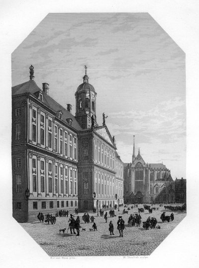 Ayuntamiento en Ámsterdam, Países Bajos, c1870 de W. Steelink