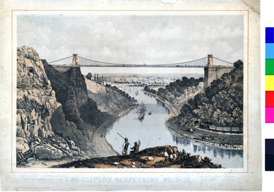 Clifton Suspension Bridge, c.1864 (litografía coloreada a mano sobre papel) de W. T. Webb