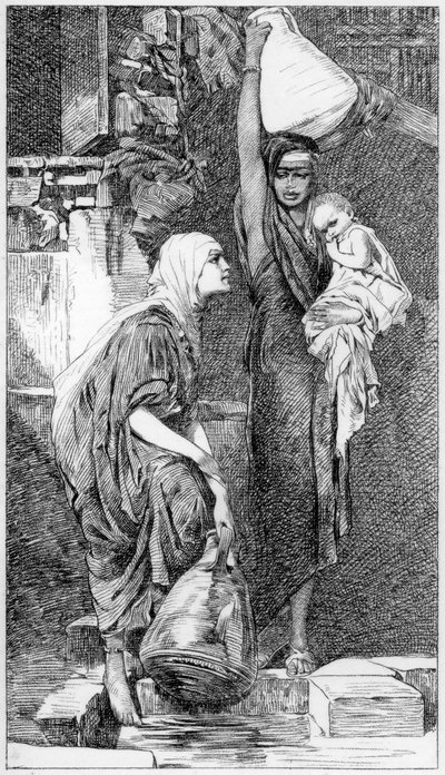 Una mujer fellah en el manantial, c1880-1882 de W. Unger