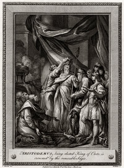 Aristodemo, siendo elegido Rey de Creta, es coronado por los venerables Sabios, 1777 de W. Walker
