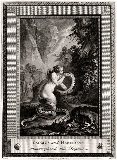 Cadmo y Hermione, metamorfoseados en serpientes, 1776 de W. Walker