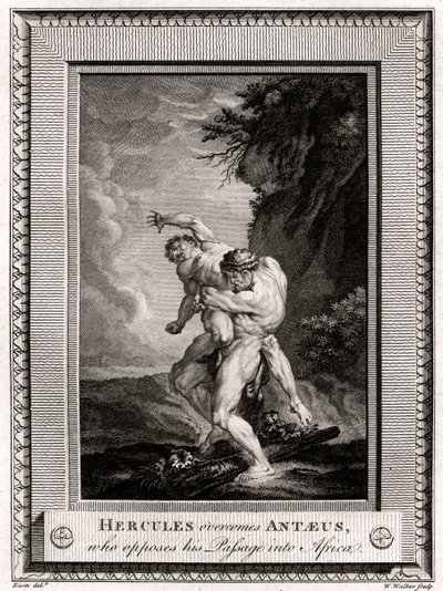 Hércules vence a Anteo, quien se opone a su paso hacia África, 1775 de W. Walker