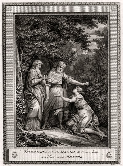 Telémaco suplica a Hazael que lo reciba como esclavo con Mentor, 1775 de W. Walker