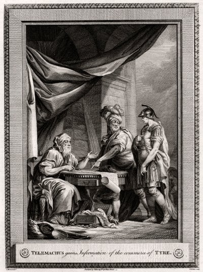 Telémaco obtiene información sobre el comercio de Tiro, 1775 de W. Walker