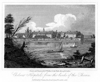 Hospital de Chelsea, desde las orillas del Támesis, Londres, 1816 de W. Wallis