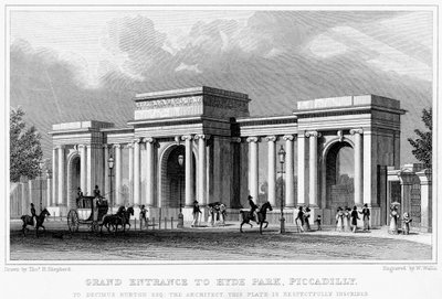 Gran entrada a Hyde Park, Piccadilly, Westminster, Londres, siglo XIX de W. Wallis