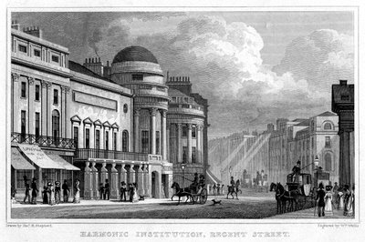 Institución Armónica, Regent Street, 1828 de W. Wallis