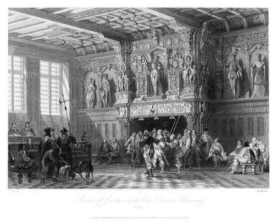 Palacio de Justicia, con chimenea finamente tallada, Brujas, 1840 de W. Wallis