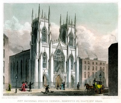 Nueva Iglesia Nacional Escocesa, Sidmouth Street y Grays Inn Road, Londres, 1829 de W Watkins