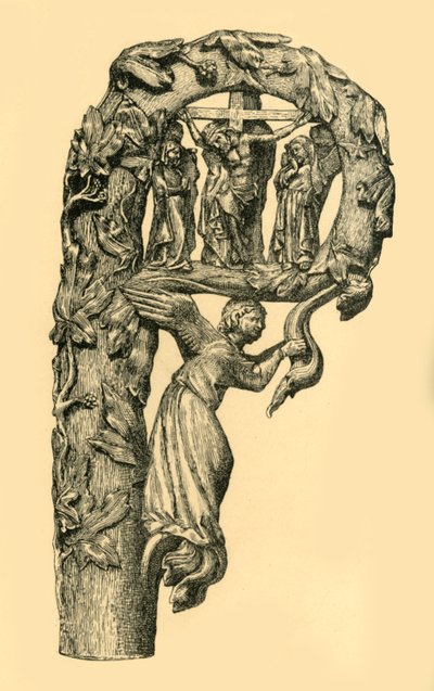 Escena de crucifixión, báculo, 1330-1340, 1881 de W. Wise