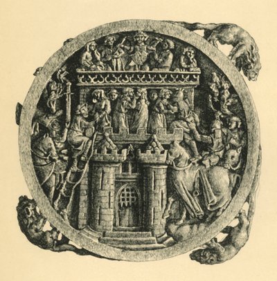 Estuche de espejo de marfil que representa el asalto al Castillo del Amor, principios-mediados del siglo XIV, 1881 de W. Wise