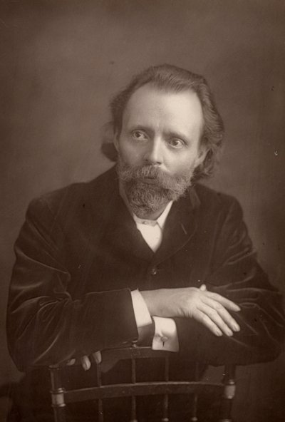 "(Thomas Henry) Hall Caine (1853-1931) Novelista inglés. Compañero de Dante Gabriel Rossetti al final de la vida de éste (1881-1882) (woodburytype) de W. and D. (after) Downey