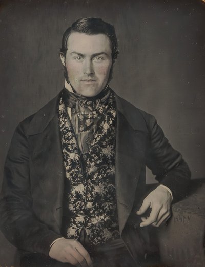 Hombre sentado con chaleco floral, 1840s-50s de W. and F. Langenheim