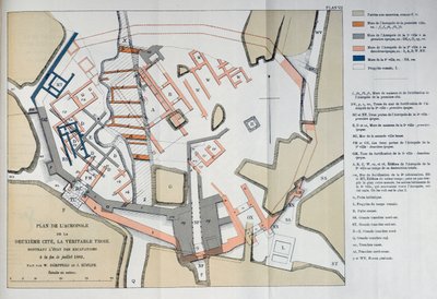 Mapa de la Acrópolis de la segunda ciudad en Troya, 1884 de W and Hoefler, J. Doerpfeld
