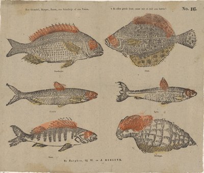 Un grundel, una carpa, una perca, una solla o un surco, es buena comida, pero ¿quién comió un cuerno? (título en el objeto) de W. and J. Hissink