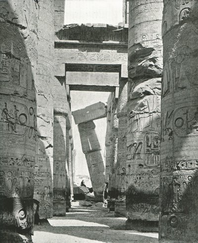 Columnas del Salón Hipóstilo, Karnak, Egipto, 1895 de W and S Ltd