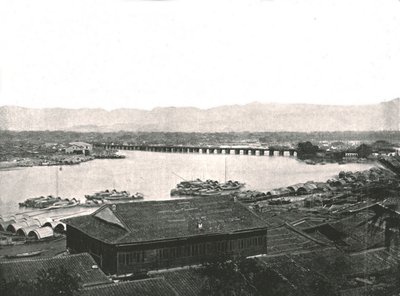 El río Min y el Gran Puente, Foochow, China, 1895 de W and S Ltd