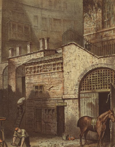 Edificios y escaleras, fondo de Salisbury Street, Adelphi, Strand de Waldo Sargeant