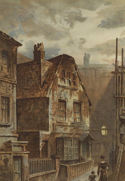 Casa antigua detrás de Ludgate (cromolitografía) de Waldo Sargeant