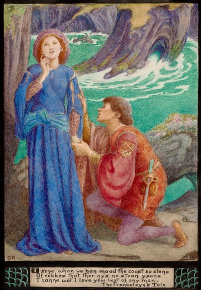 Aurelius y Dorigen (lápiz y acuarela) de Walford Graham Robertson