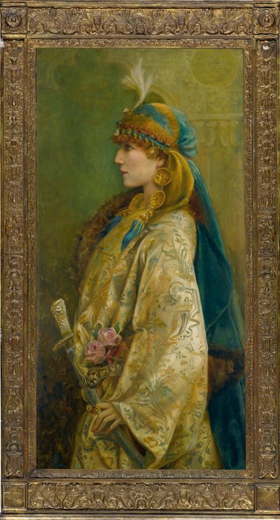 Retrato de Sarah Bernhardt como Roxanna en "Adrienne Lecouvreur" par Robertson, Walford Graham (1867-1948). Óleo sobre lienzo, tamaño : 122x61 de Walford Graham Robertson
