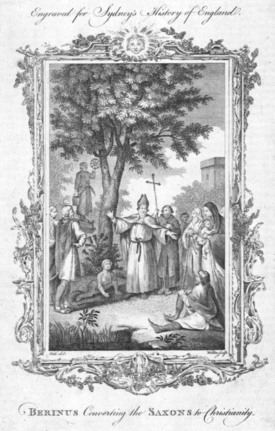 Berinus convirtiendo a los sajones al cristianismo, c. 1774 de Walker