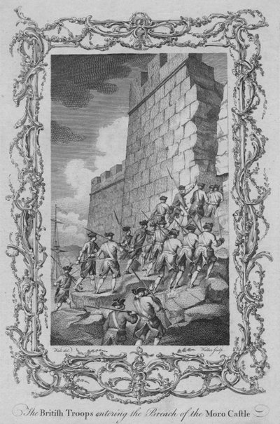 Las tropas británicas entrando en la brecha del Castillo del Moro, c1770s de Walker