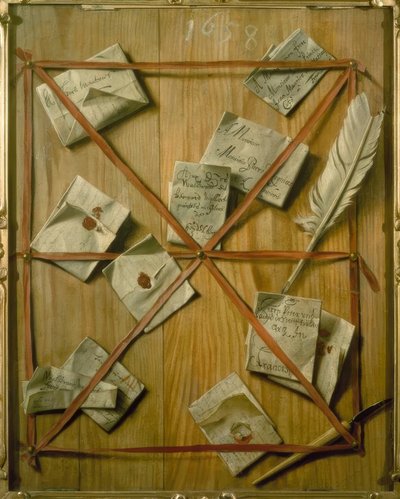 Una tabla con cartas adheridas de Wallerand Vaillant