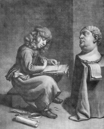 Niño dibujando un busto del emperador romano Vitelio, ca. 1665-75 de Wallerant Vaillant