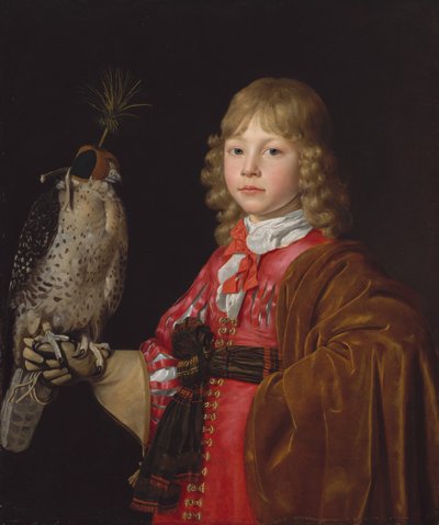 Retrato de un niño con un halcón de Wallerant Vaillant
