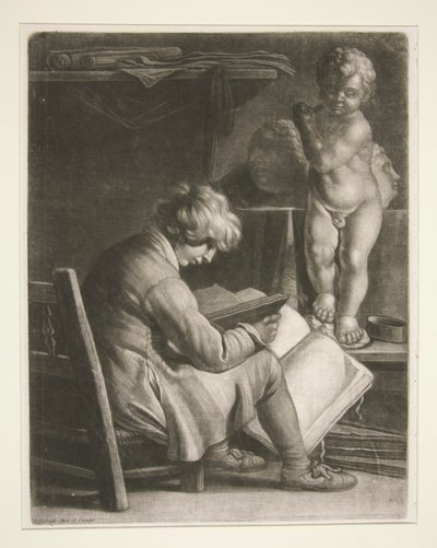 Joven con una estatua de Cupido de Wallerant Vaillant