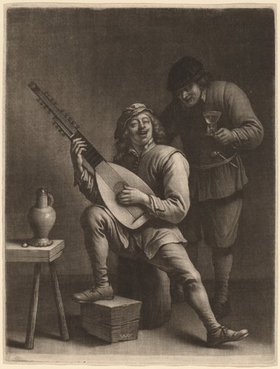 El laudista y el bebedor de Wallerant Vaillant after David Teniers the Younger
