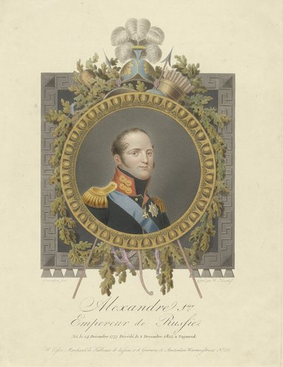 Retrato del Emperador Alejandro I 1777-1825, 1825 de Walraad Nieuwhoff