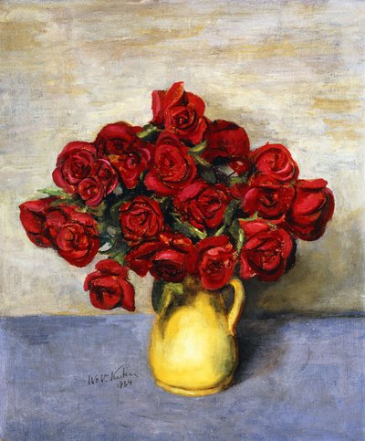 Rosas rojas en una jarra amarilla de Walt Kuhn