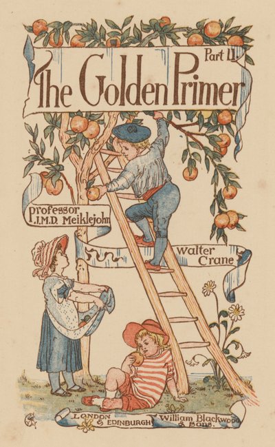 Ilustración de la portada de The Golden Primer (litografia en color) de Walter (after) Crane