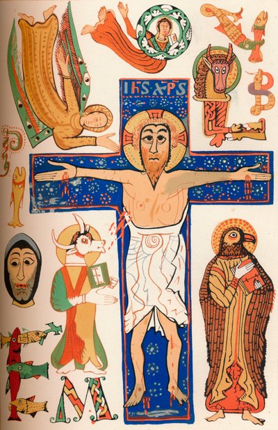 Crucifixión con letras decoradas, c790 AD, 1849 de Walter