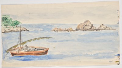Hombre en velero en tierra en Florida (?) de Walter Barwig