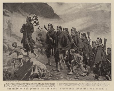 Celebrando el Jubileo en Ben Nevis, Voluntarios ascendiendo la Montaña de Walter Charles Horsley