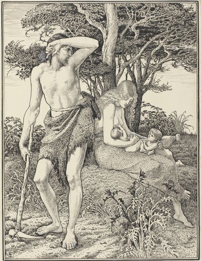Adán y Eva de Walter Crane (signed by artist)