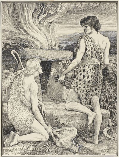 Caín y Abel de Walter Crane (signed by artist)