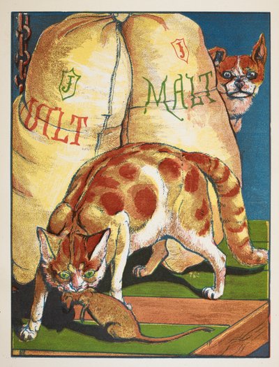 Un gato mata a una rata de Walter Crane