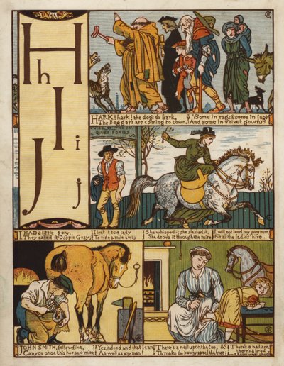 Alfabeto (litografía a color) de Walter Crane