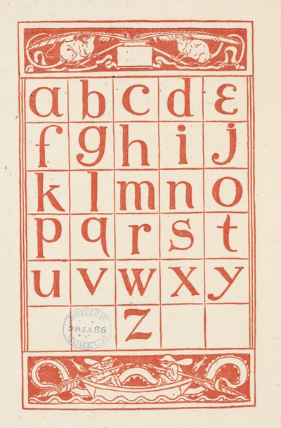 Una tabla alfabética para "La cartilla dorada". de Walter Crane