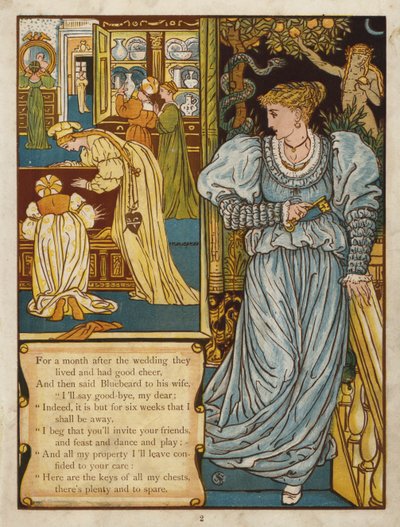 Barba Azul (litografía a color) de Walter Crane