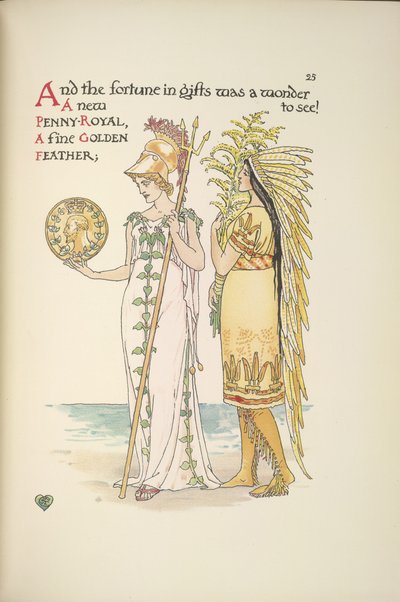 Britannia y una mujer vestida de nativa americana de Walter Crane