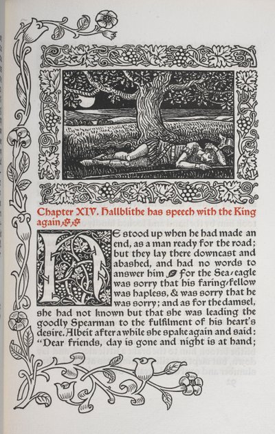 Capítulo XIV. Hallblithe vuelve a hablar con el Rey.
Figura de un hombre durmiendo bajo un árbol. de Walter Crane